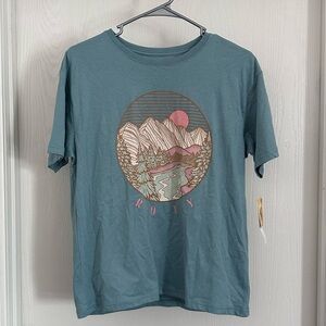 Roxy | Women’s Teal Mountain Graphic Tee | Size Large